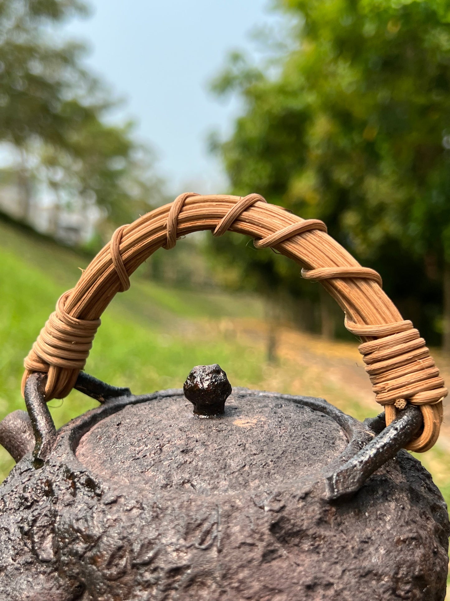 This is a pottery lifting handle kettle