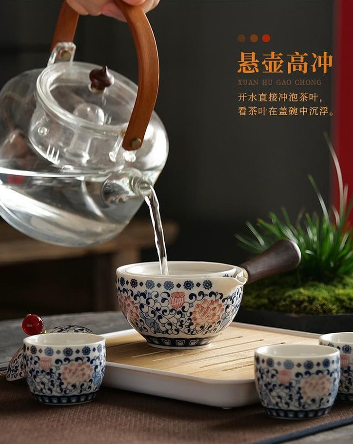 This is a side handle teapot set.this is a 360 rotating ceramic single teapot