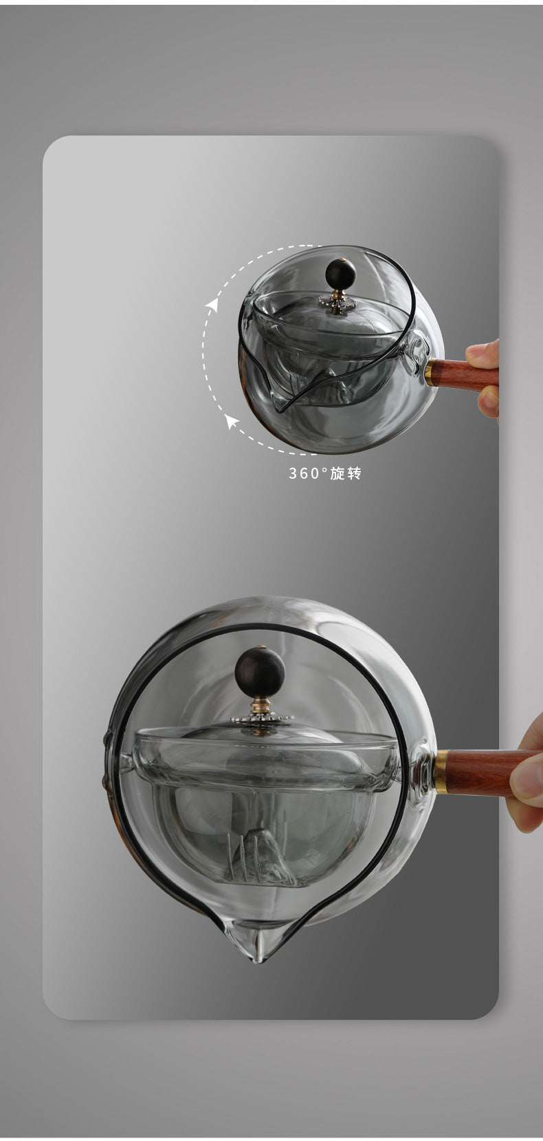 This is a side handle teapot set.this is a 360 rotating glass teapot