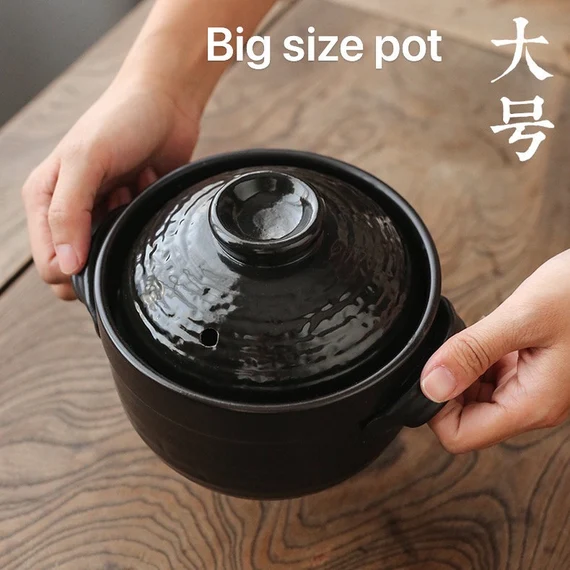 Handamde Chinese Cooking Pot One persone Pot Food Pot Charocal Stove Pottery Pot Soup