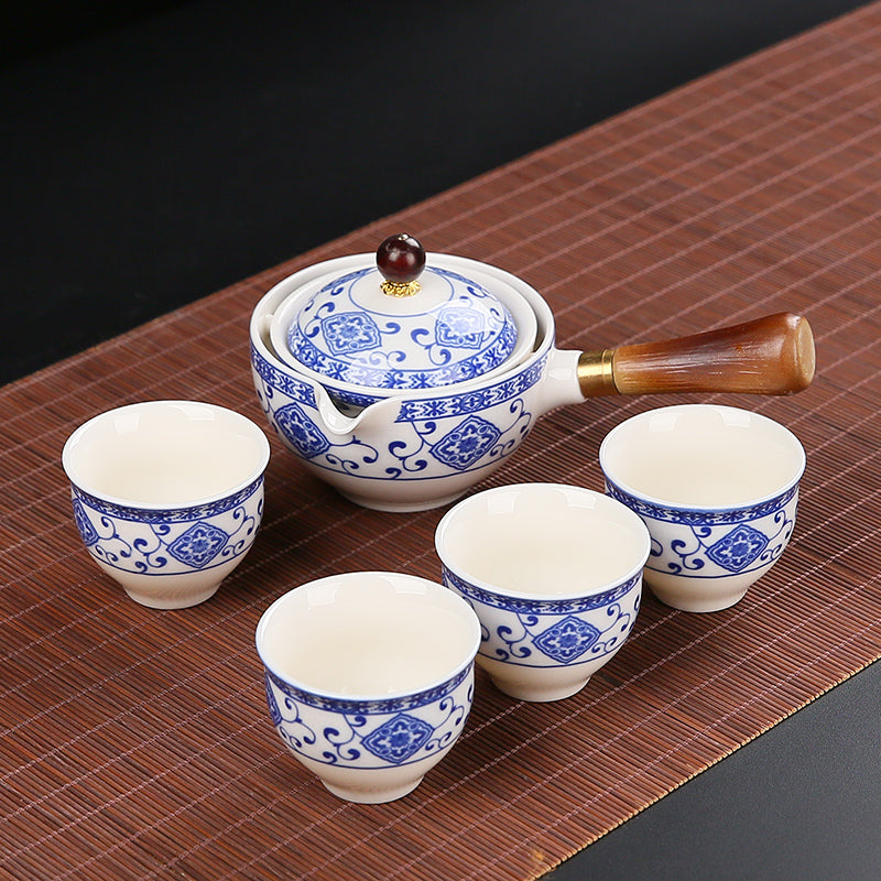 This is a side handle teapot set.this is a 360 rotating ceramic single teapot