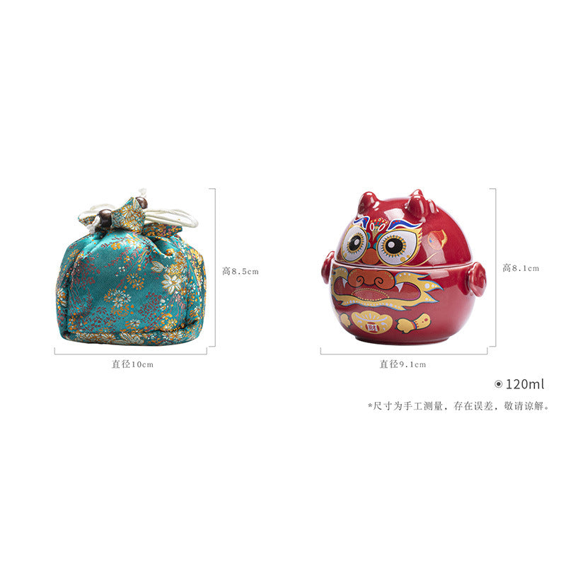 Handmade Original Red Teapot Cute Dragon Teapot Ceramic One Pot One Cups Portable Storage Travel Tea Set Small Set