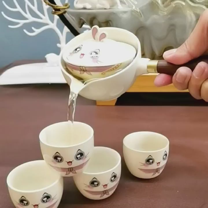 This is a side handle teapot set.this is a 360 rotating ceramic single teapot