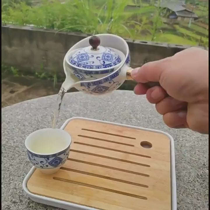 This is a side handle teapot set.this is a 360 rotating ceramic single teapot