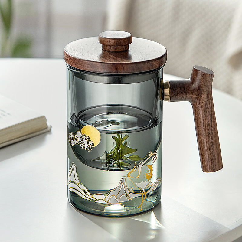 This is a glass teapot travel set