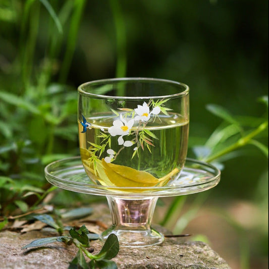 This is a glass teacup