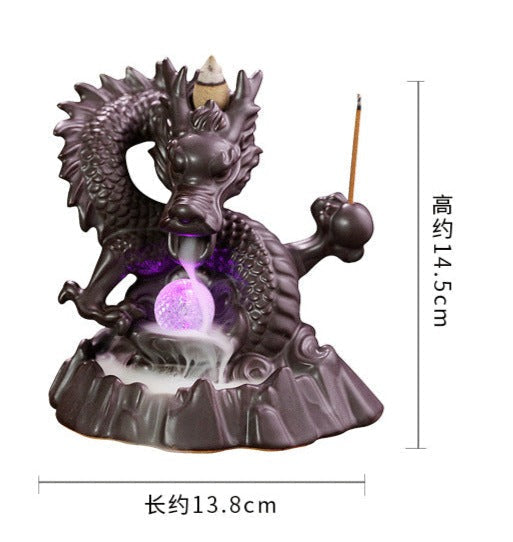 Original Design Style Chinese Dragon Incense Burner Ceramic Incense Burner LED light Incense Holder