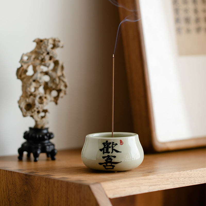 Handemade Incense Holder Incense burner Zen Chinese Calligraphy Classic Ornament Home Deco Design Indoor incense Plug Tea Pet