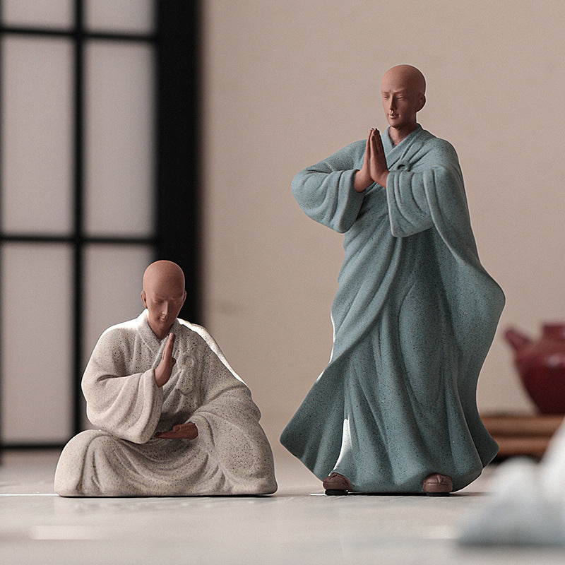 Chinese Zen Mini Monk Sculpture Tea Pet Classic Cermony Style