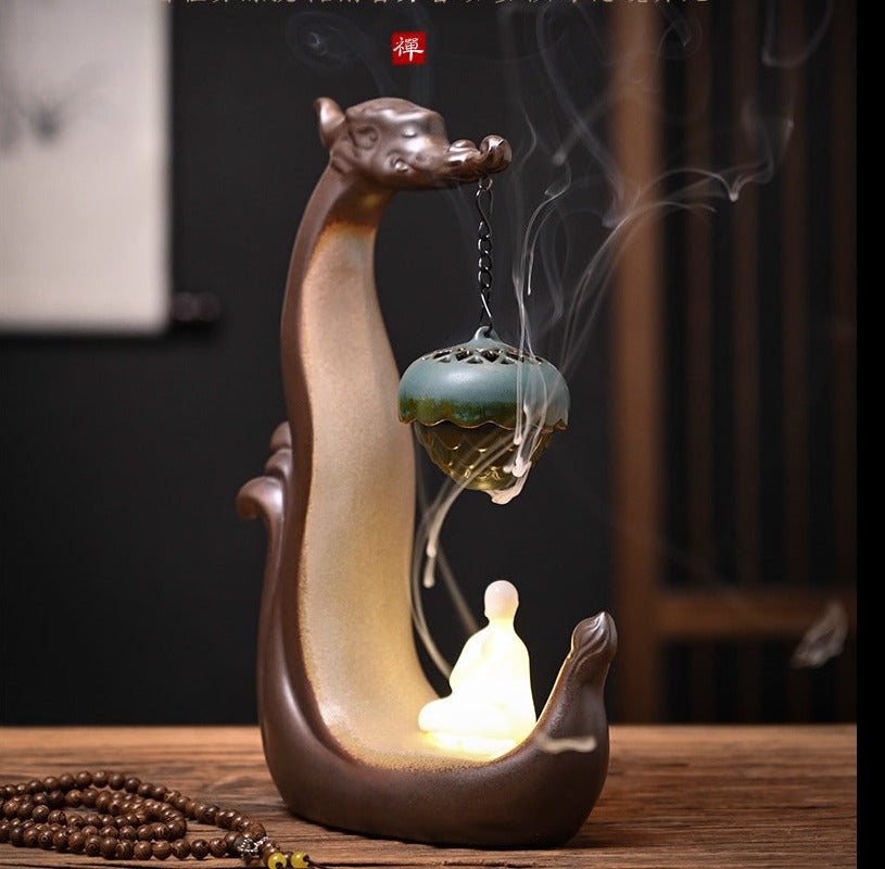 Handemade Incense Holder Incense burner Zen Chinese Dragon Classic Ornament Home Deco Design Indoor incense Plug Tea Pet