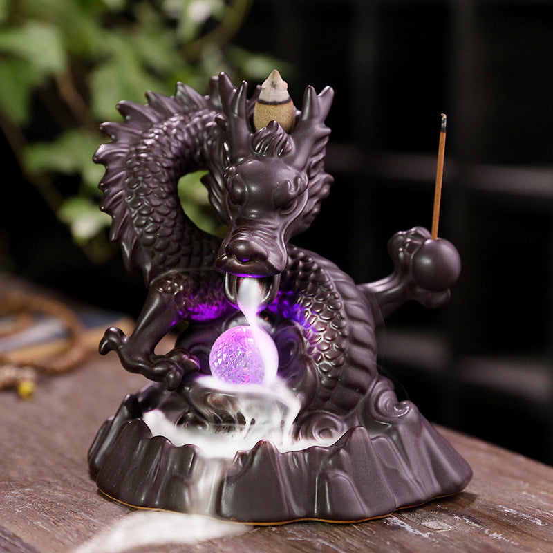 Original Design Style Chinese Dragon Incense Burner Ceramic Incense Burner LED light Incense Holder