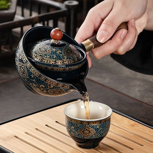 This is a side handle teapot set.this is a 360 rotating ceramic single teapot