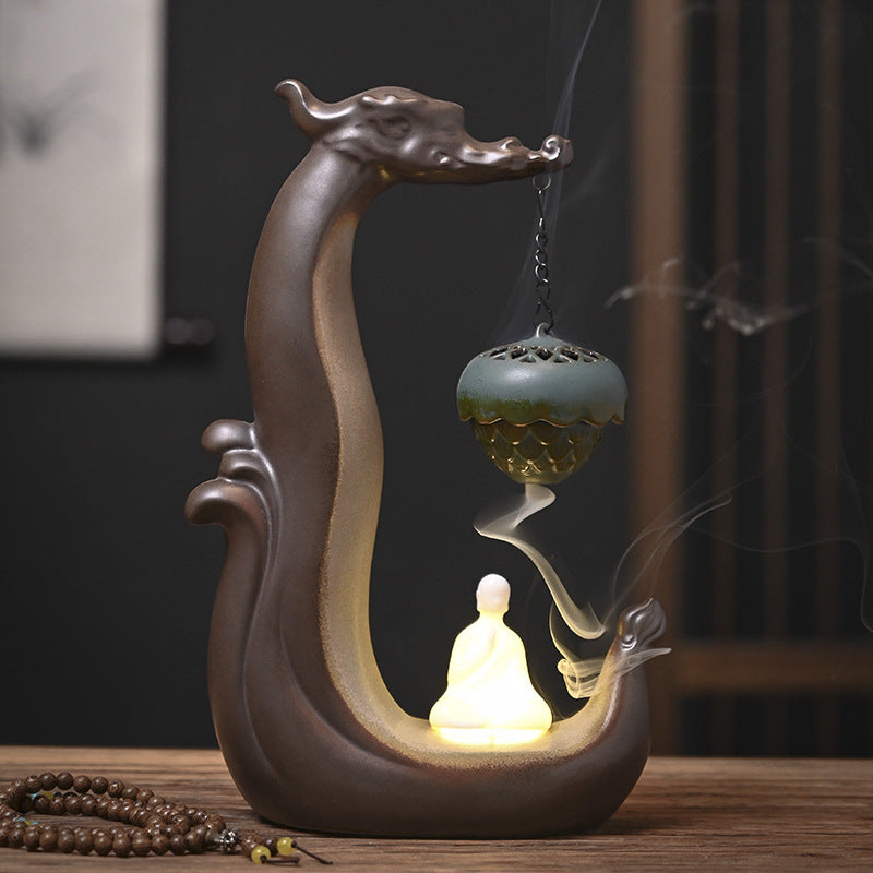 Handemade Incense Holder Incense burner Zen Chinese Dragon Classic Ornament Home Deco Design Indoor incense Plug Tea Pet