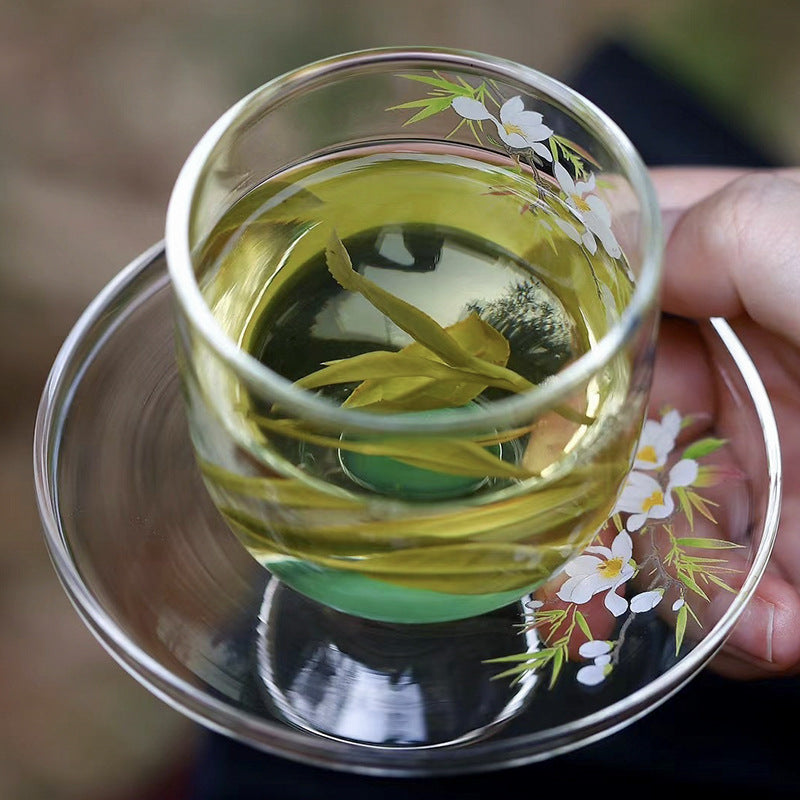 This is a glass teacup