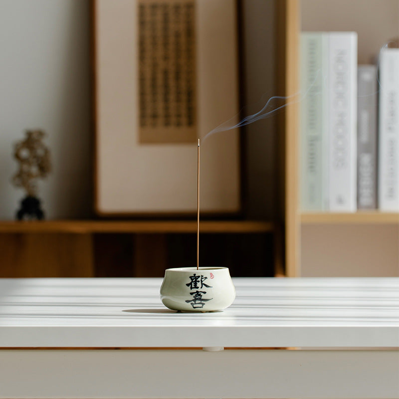 Handemade Incense Holder Incense burner Zen Chinese Calligraphy Classic Ornament Home Deco Design Indoor incense Plug Tea Pet