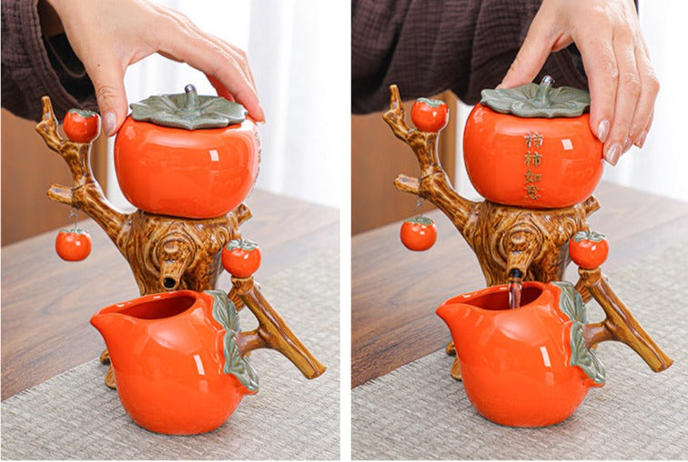 This is a persimmon-shaped automatic teapot