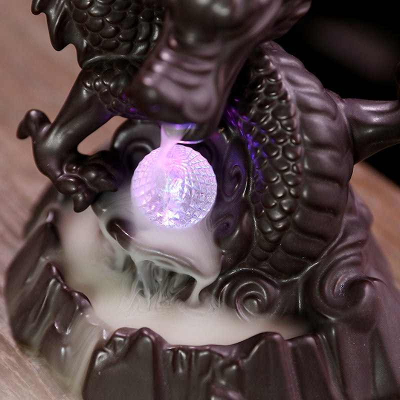 Original Design Style Chinese Dragon Incense Burner Ceramic Incense Burner LED light Incense Holder