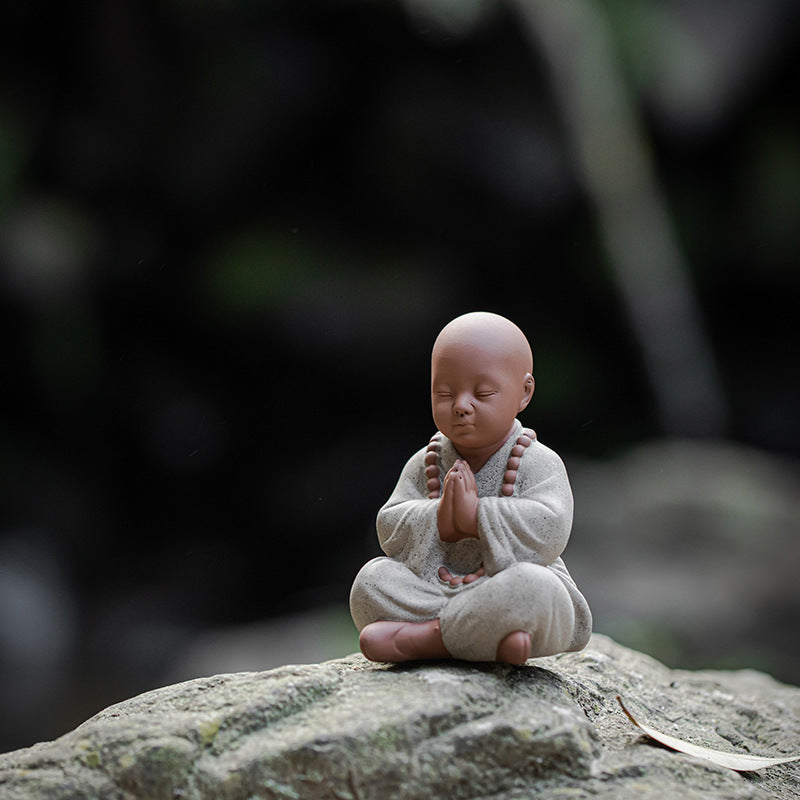 Chinese Zen Mini Monk Sculpture Little Tea Pet Classic Cermony Style