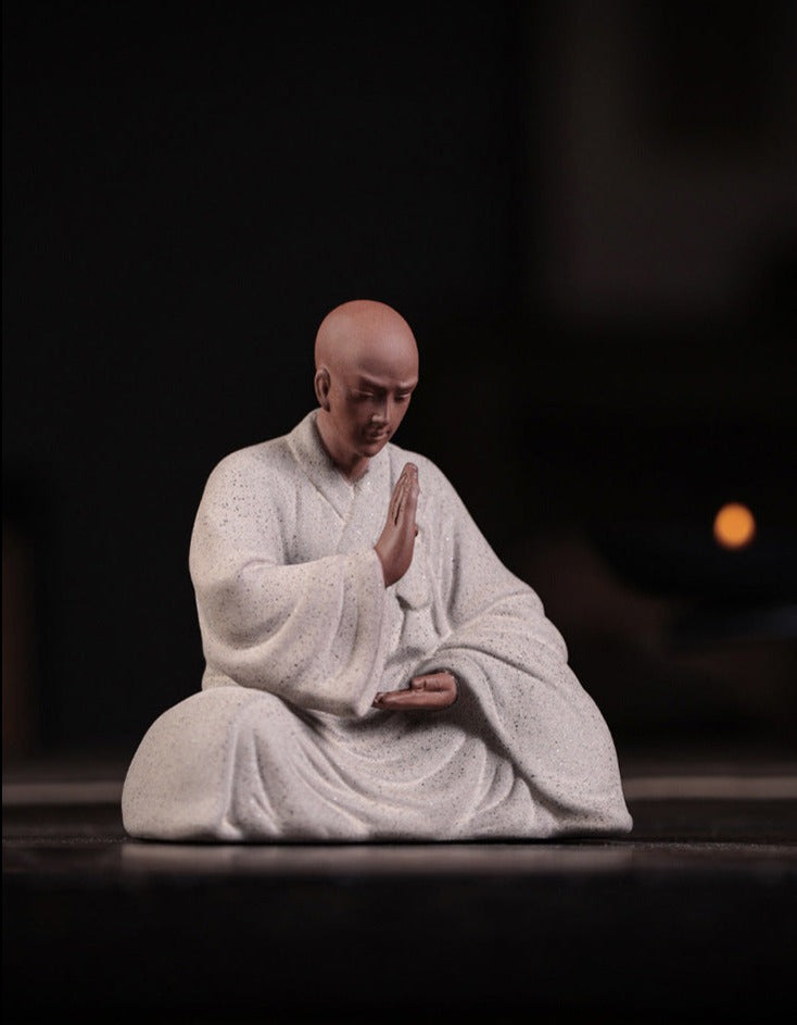 Chinese Zen Mini Monk Sculpture Tea Pet Classic Cermony Style