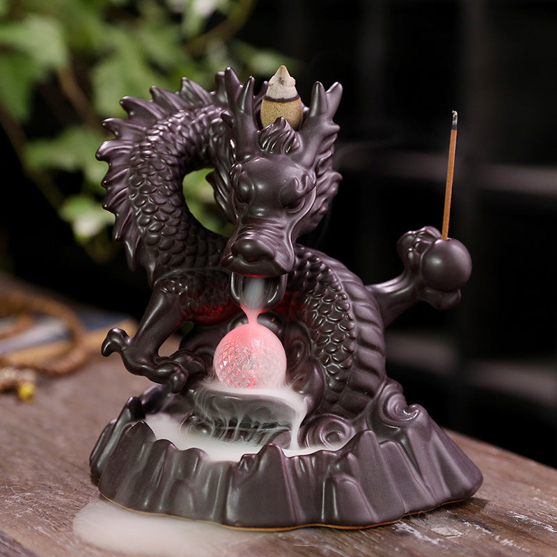 Original Design Style Chinese Dragon Incense Burner Ceramic Incense Burner LED light Incense Holder