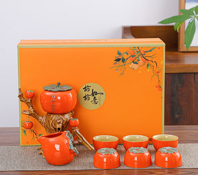 This is a persimmon-shaped automatic teapot