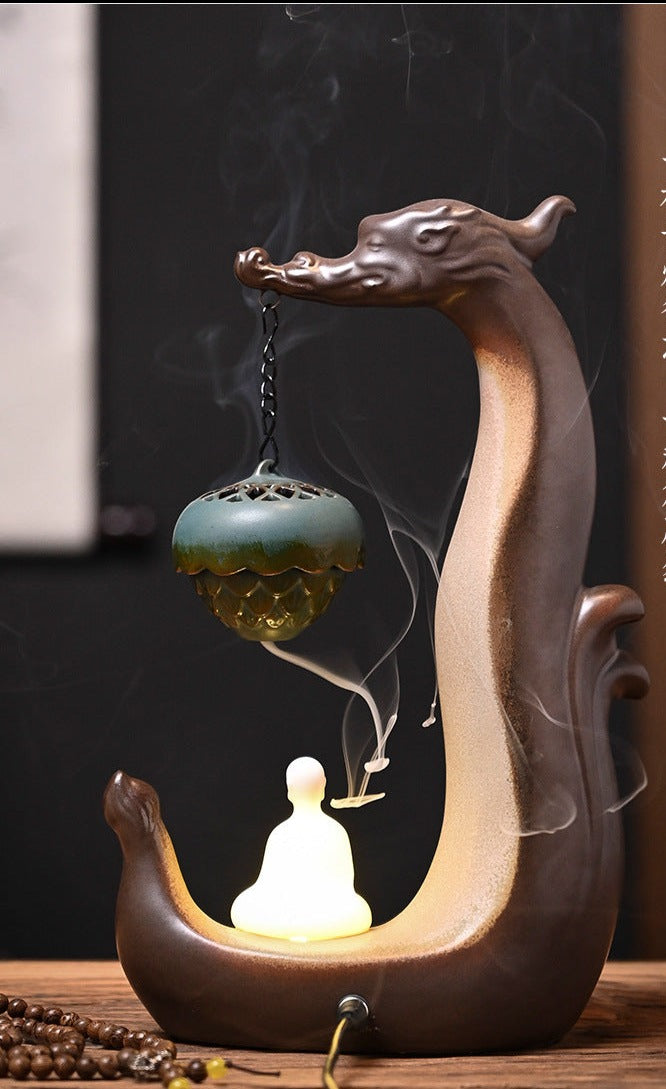 Handemade Incense Holder Incense burner Zen Chinese Dragon Classic Ornament Home Deco Design Indoor incense Plug Tea Pet