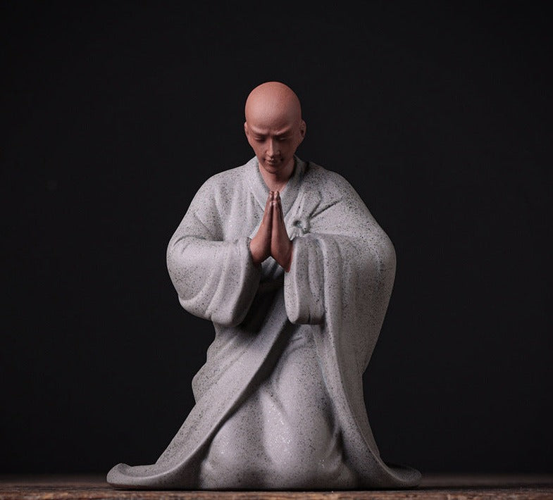 Chinese Zen Mini Monk Sculpture Tea Pet Classic Cermony Style