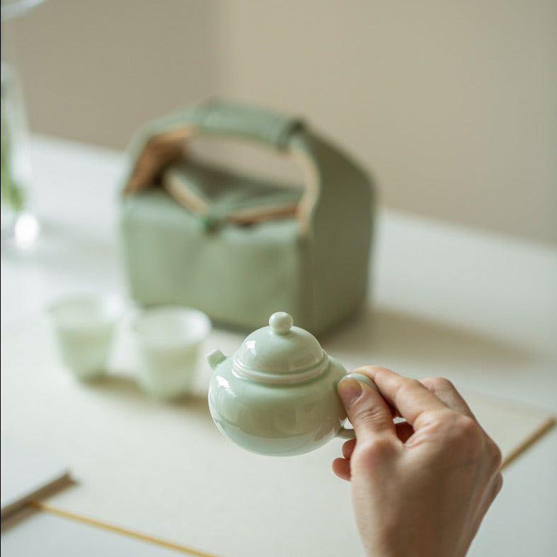 This is a ceramic teapot