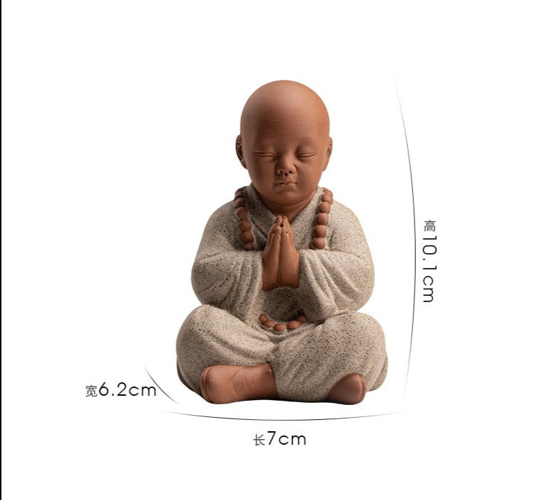 Chinese Zen Mini Monk Sculpture Little Tea Pet Classic Cermony Style