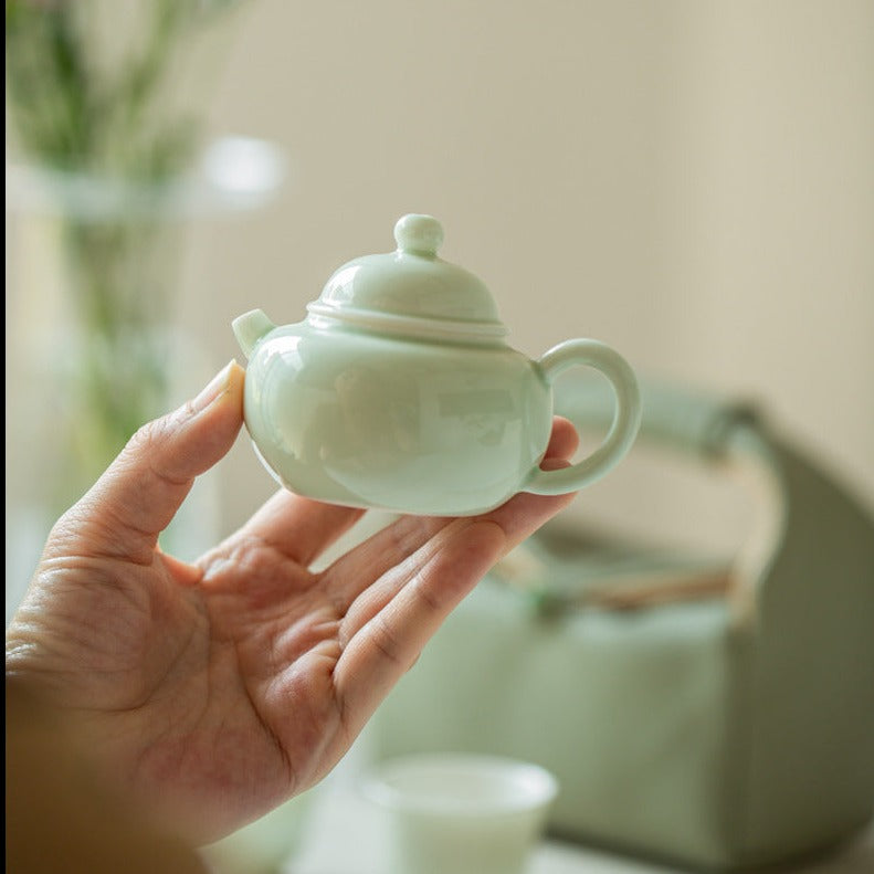 This is a ceramic teapot