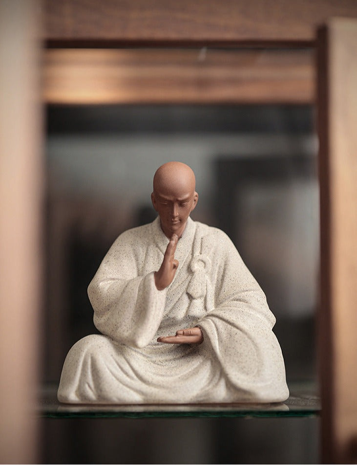 Chinese Zen Mini Monk Sculpture Tea Pet Classic Cermony Style