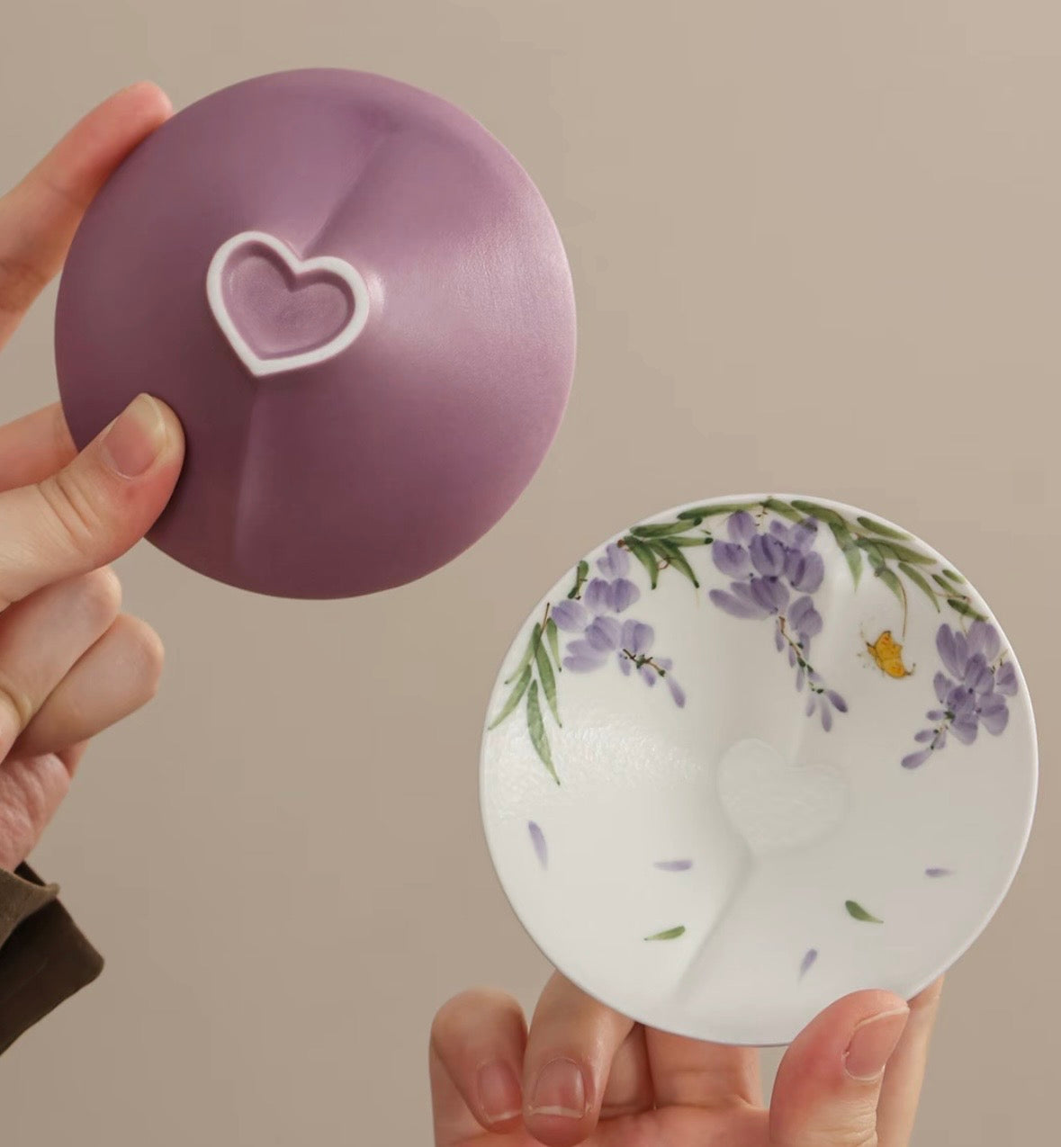 Hand painted Original Design Heart Shape Douli Teacup 70ml