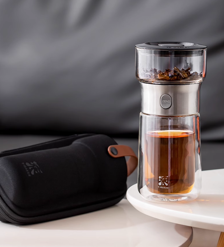 this is an automatic glass teapot travel set