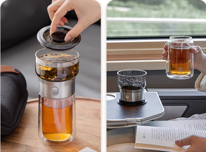 this is an automatic glass teapot travel set