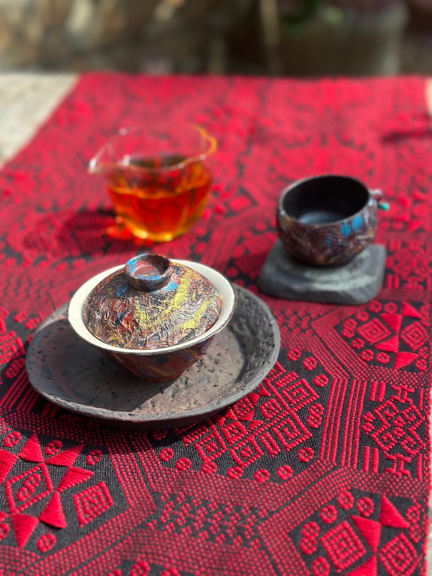 High-end Handcrafted Chinese Zhuang Brocade Silk Cloth Scarf Tea Table Cloth