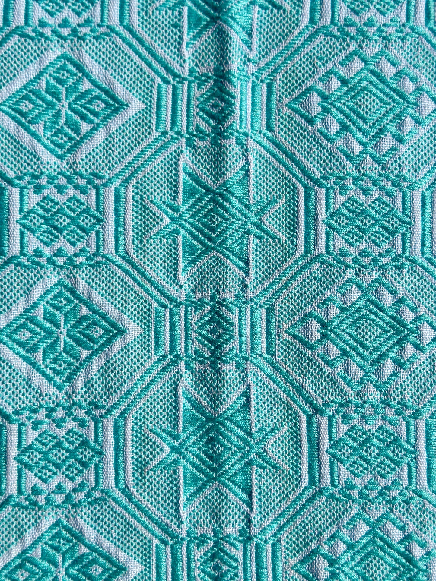 High-end Handcrafted Anise Pattern Chinese Glacier Blue Pattern Zhuang Brocade Silk Cloth Scarf Tea Table Cloth