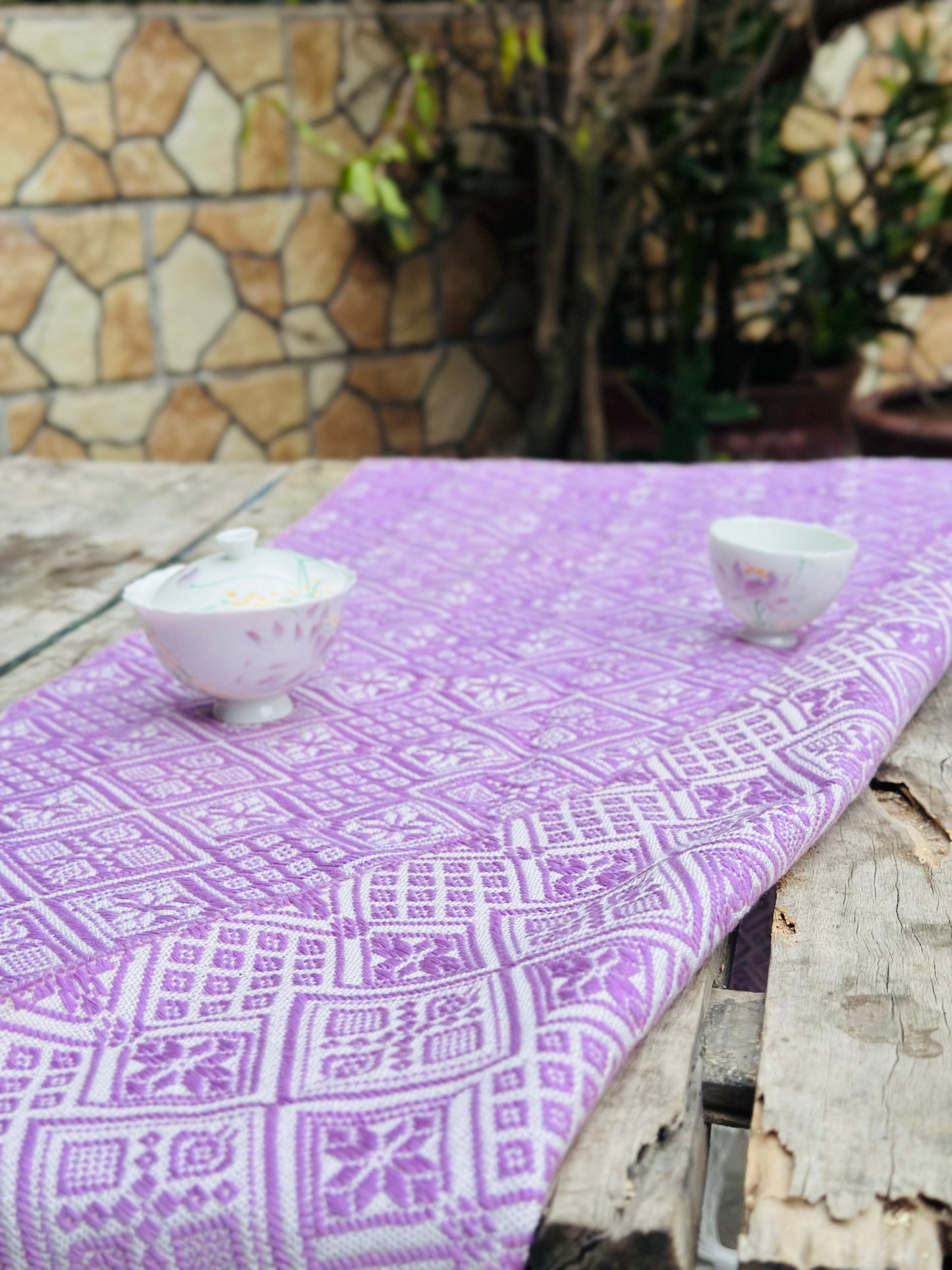 High-end Handcrafted  Pattern Chinese  Pattern Zhuang Brocade Silk Cloth Scarf Tea Table Cloth