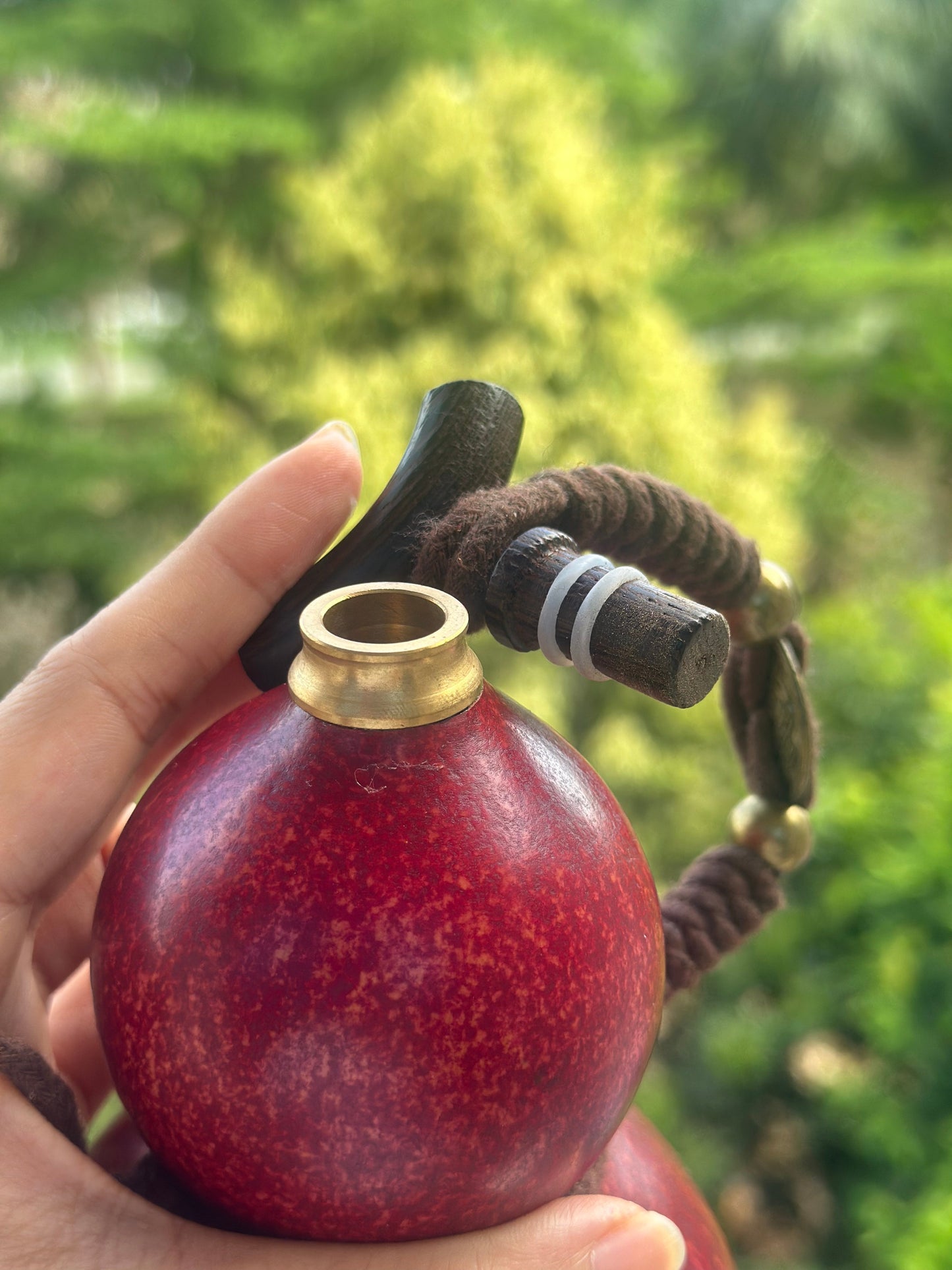 Hand dyed Golden Chinese Lacquerware Fengshui Ornament Hulu Natural Gourd Water Tea Container Classical Home Decor