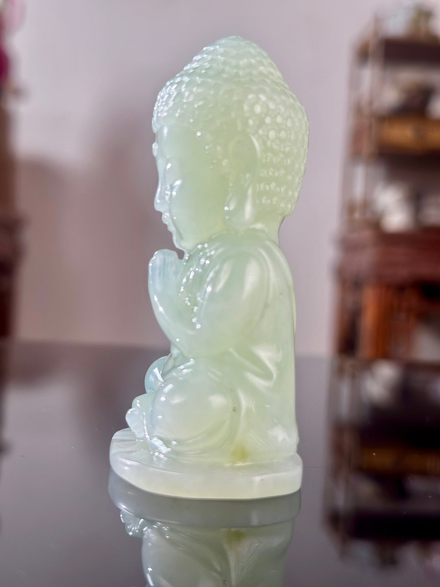Handengraved Chinese Precious Xiuyu Jade Bouddha Sculpture Artwork Home Decor