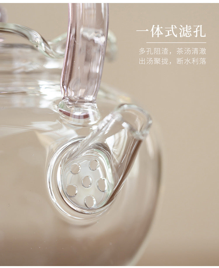 High Quality Flower Shape High Borosilicate Glass Teapot Kettle Mini Stove Set