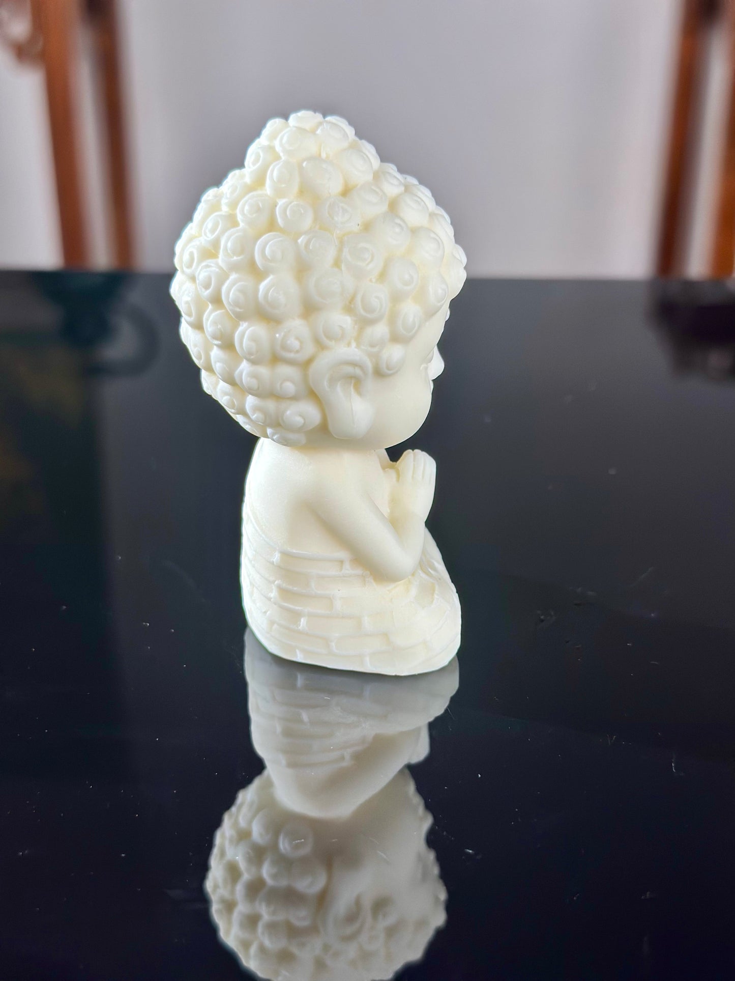 Hand Engraved Natural Tagua Bouddha Sculpture Lotus Shape Incense Holder Tea Pet