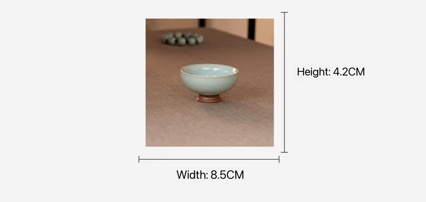 Handcrafted Ru Ware Classic Teacup Chinese High-class Ru Porcelain Ruyao High Feet Shape Cup