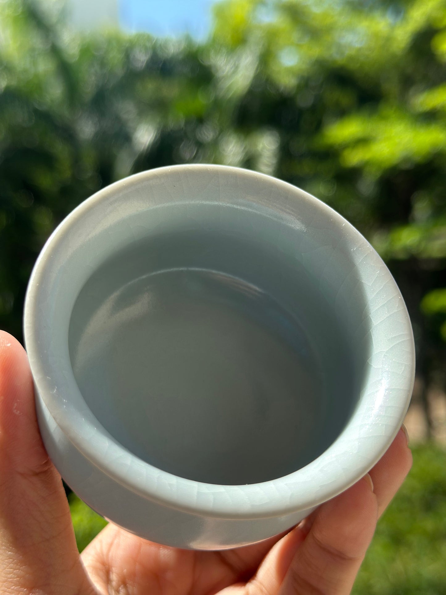 Handcrafted Ru Ware Classic Teacup Chinese High-class Ru Porcelain Ruyao Moon White GlazedYulan Shape Cup