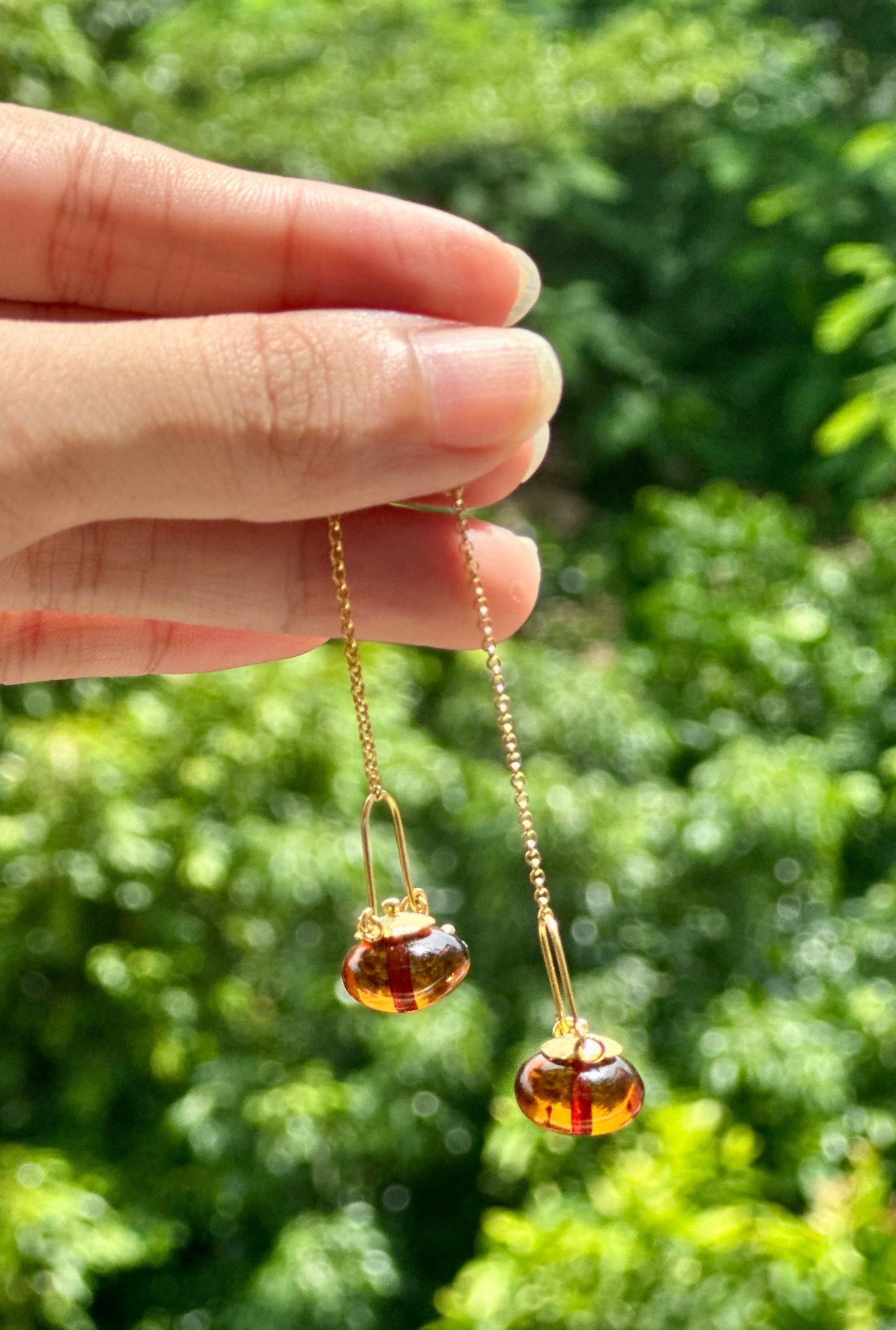 S925 Sterling Silver Original Design Handmade Teapot Shape Amber Pendant