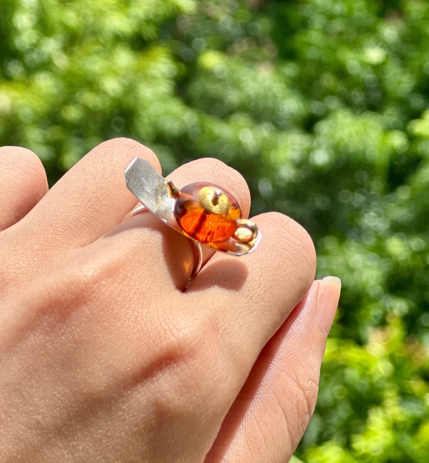 S925 Sterling Silver Original Design Handmade Teapot Shape Amber Earrings