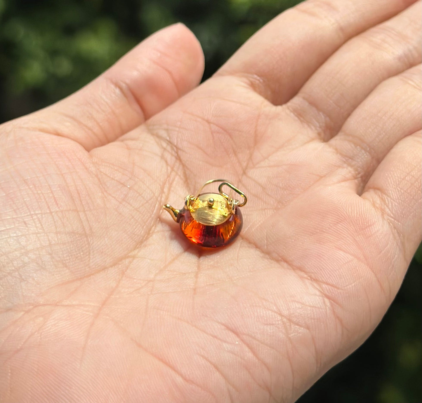 S925 Sterling Silver Original Design Handmade Teapot Shape Amber Earrings