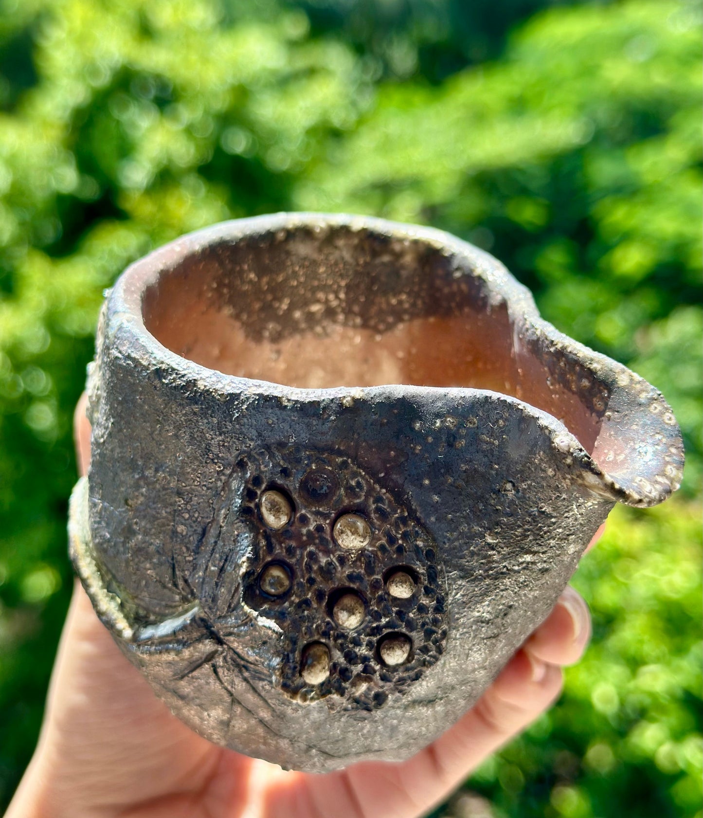 Woodfired Handmade Crude Pottery Fair Cup Handengraved Lotus Seed Motif Chinese Master Pottery Gongdaobei