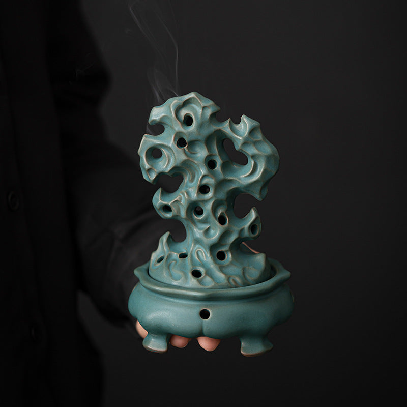 Handmade Porcelain Incense Holder Zen Chinese Taihu Stone Classic Ornament Home Deco Design Indoor Incense burner