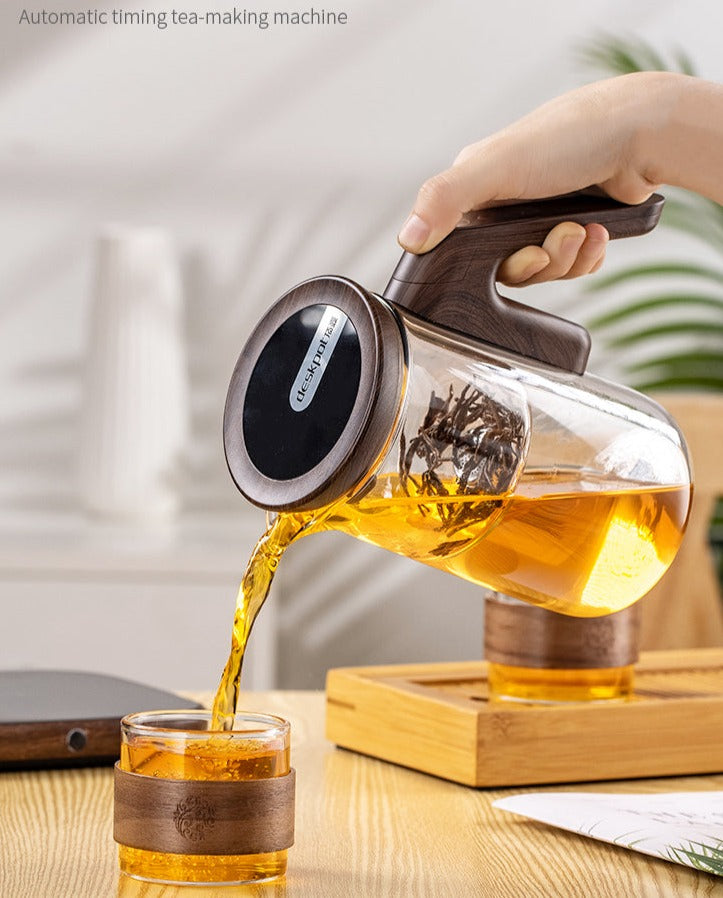 This is a high borosilicate glass teapot.This is a magnetic timing teapot