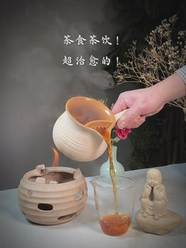 Handmade Crude Pottery Pot Pottery Fair Cup Tea Jar Roasted Pottery Teapot Gongfu Tea Aged Pu'erh Tea Pot